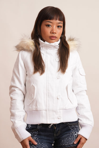 V2 2000s Jacket with Fur Collar