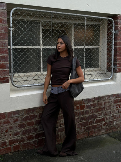 Calsia suit pants with polka dotted trim