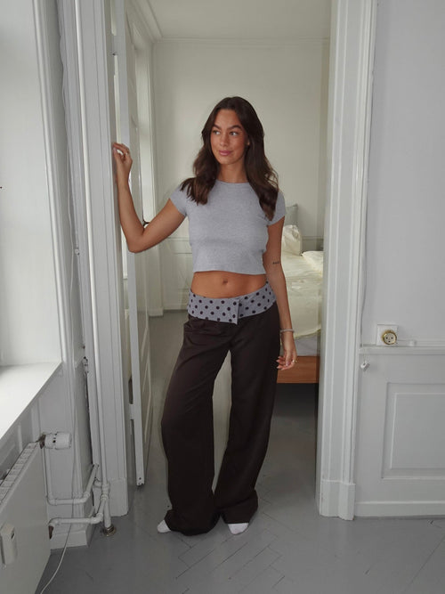 Calsia suit pants with polka dotted trim